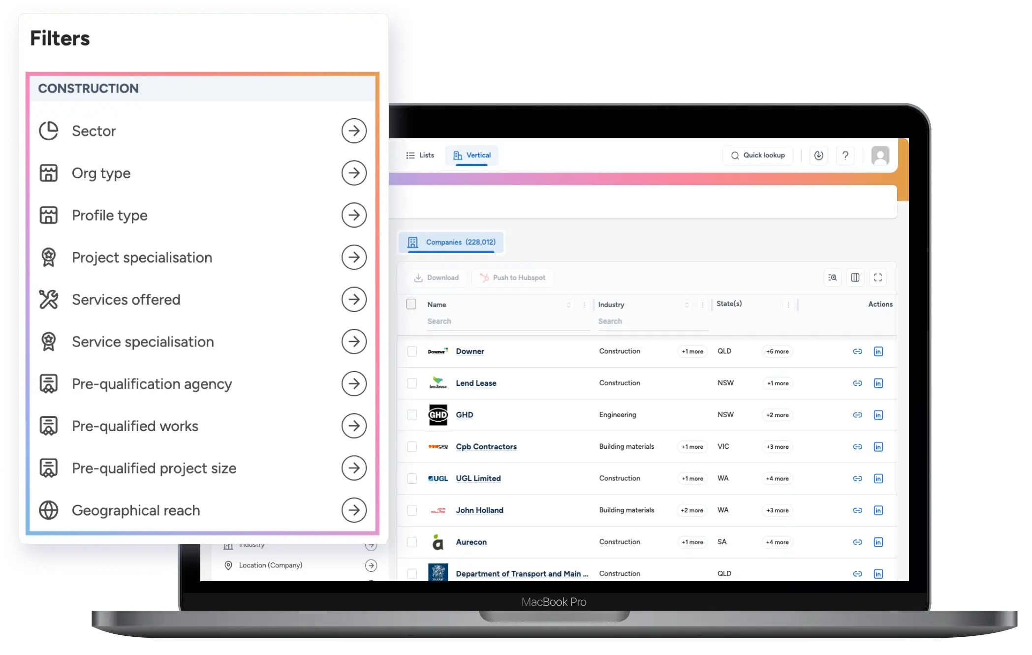 B2B Construction Database