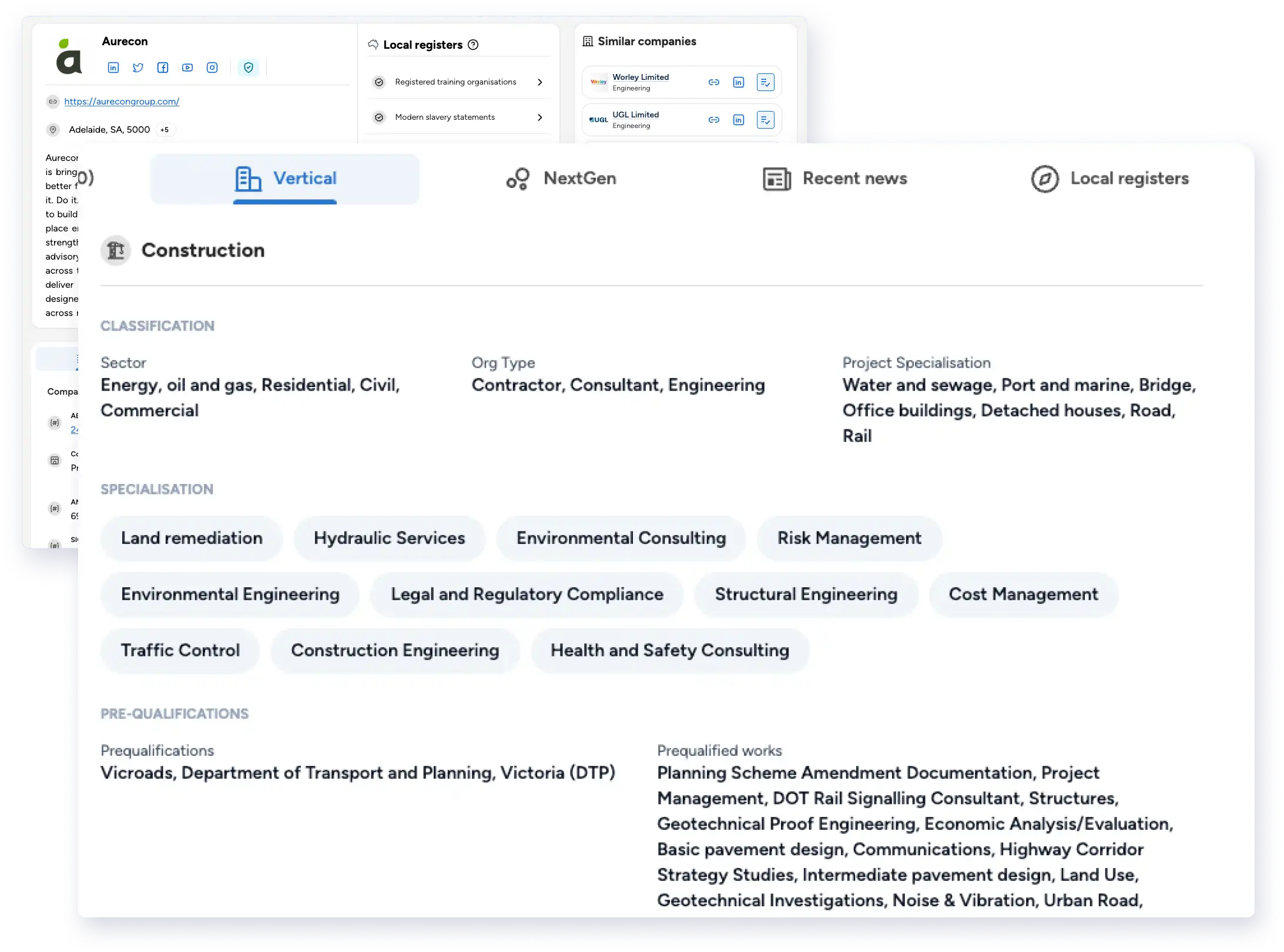 construction data filters