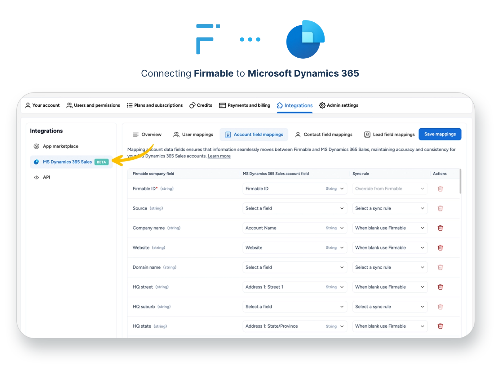 Firmable to Microsoft Dynamics 365 Integration