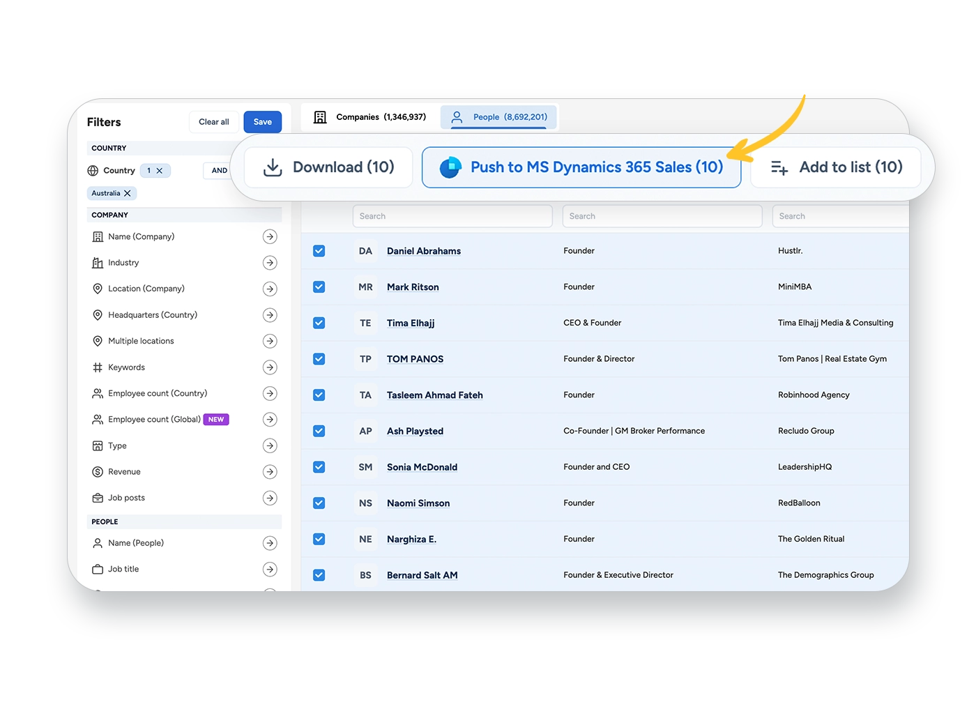 Push with Microsoft Dynamics 365