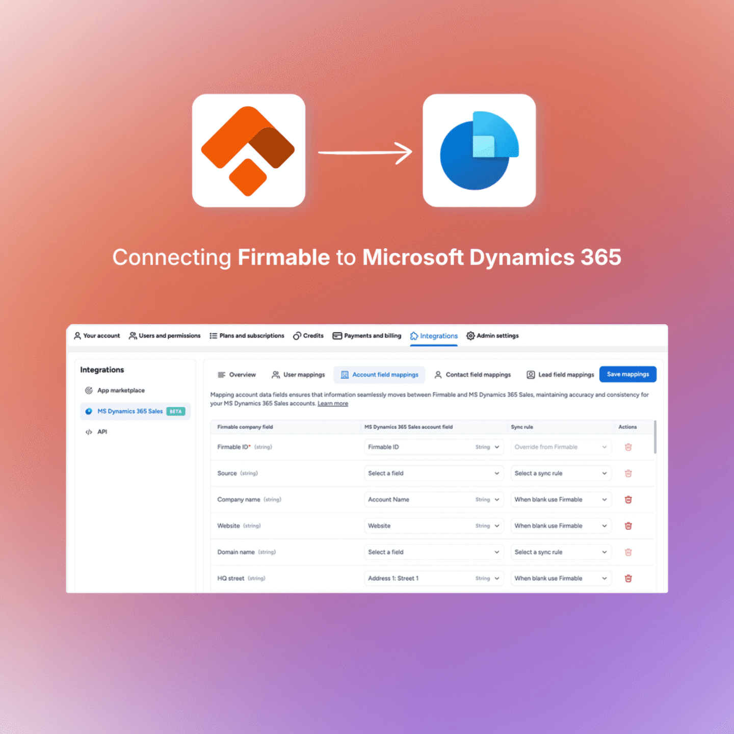 MS Dynamics integration header