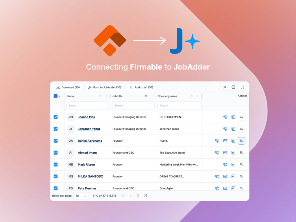 Jobadder and Firmable integration 